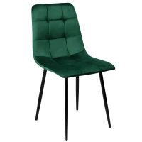 Bauerkraft G-478 Čalouněná sametová jídelní židle loft, lahvově zelená