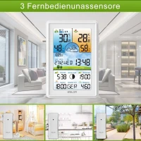 Bezdrôtová meteorologická stanica Bauerkraft G-806, vlhkomer, hodiny, fázy mesiaca, kalendár, budík, biela farba