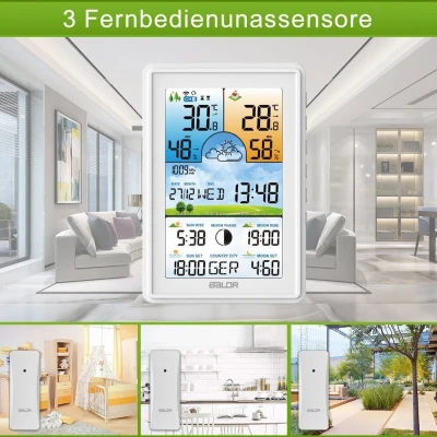 Bezdrôtová meteorologická stanica Bauerkraft G-806, vlhkomer, hodiny, fázy mesiaca, kalendár, budík, biela farba