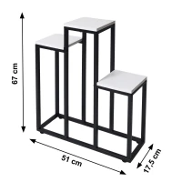 Bauerkraft H-025 Kovový stupňovitý stojan na 3 kvety, biely