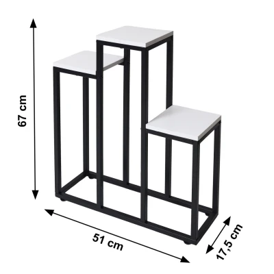 Bauerkraft H-025 Kovový stupňovitý stojan na 3 kvety, biely