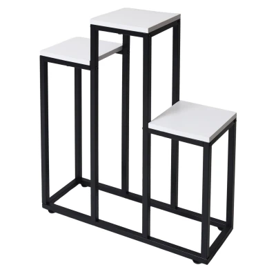 Bauerkraft H-025 Kovový stupňovitý stojan na 3 kvety, biely