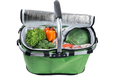 Bauerkraft X-236 Skládací termo košík na piknik a nákupy, 25 l, voděodolný, zelený