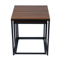 Bauerkraft G-820 Moderné štvorcové konferenčné stolíky 2 v 1, loft, orech