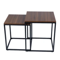 Bauerkraft G-820 Moderné štvorcové konferenčné stolíky 2 v 1, loft, orech