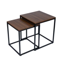 Bauerkraft G-820 Moderné štvorcové konferenčné stolíky 2 v 1, loft, orech