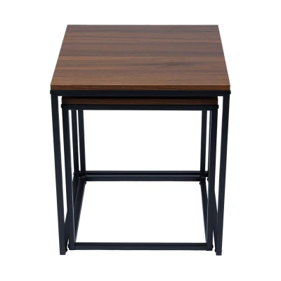 Bauerkraft G-820 Moderné štvorcové konferenčné stolíky 2 v 1, loft, orech