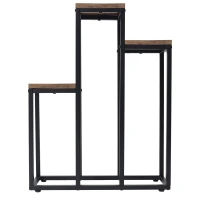 Bauerkraft H-027 Kovový dvojposchodový stojan na 3 kvety, rustikálny dub