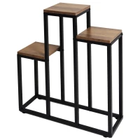 Bauerkraft H-027 Kovový dvojposchodový stojan na 3 kvety, rustikálny dub