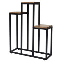 Bauerkraft H-027 Kovový dvojposchodový stojan na 3 kvety, rustikálny dub