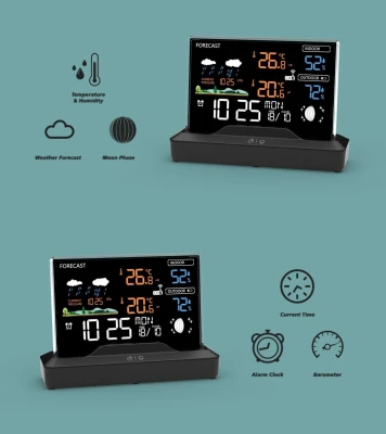 Bauerkraft G-870 Bezdrátová podsvícená meteostanice s barometrem, černá