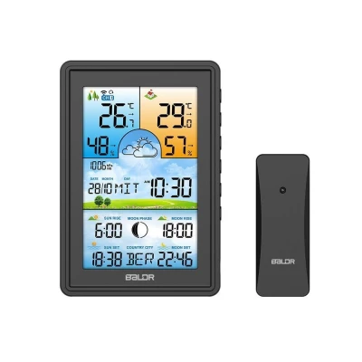 Bauerkraft G-805 Bezdrátová meteostanice, vlhkoměr, hodiny, fáze Měsíce, kalendář, budík, černá