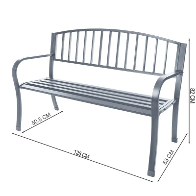 Bauerkraft G-823 Zahradní lavice s opěrkou, kovová, 125 cm, grafitová
