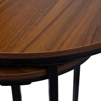 Bauerkraft G-819 Moderní kulaté konferenční stolky 2v1, loft/industrial, ořech