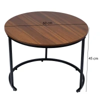 Bauerkraft G-819 Moderní kulaté konferenční stolky 2v1, loft/industrial, ořech