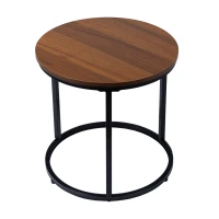 Bauerkraft G-819 Moderní kulaté konferenční stolky 2v1, loft/industrial, ořech
