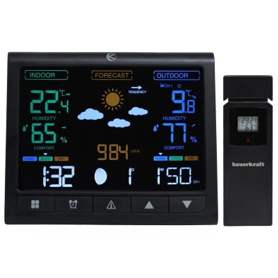 Bauerkraft G-967 Bezdrôtová meteorologická stanica, barometer, hodiny, budík, predpoveď počasia