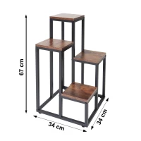 Bauerkraft H-017 Kovový stojan na 4 kvety, starožitný dub