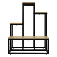 Bauerkraft H-608 Kovový viacúrovňový stojan na kvety, polica, starožitný dub