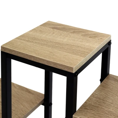 Bauerkraft H-608 Kovový viacúrovňový stojan na kvety, polica, starožitný dub