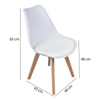 Bauerkraft G-508 Moderná škandinávska stolička s vankúšom, biela