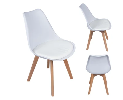 Bauerkraft G-508 Moderná škandinávska stolička s vankúšom, biela
