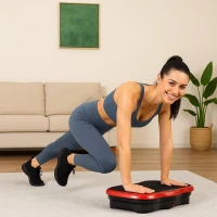 Bauerkraft H-198 Vibrační tréninková plošina, dálkový ovladač, Bluetooth, červená