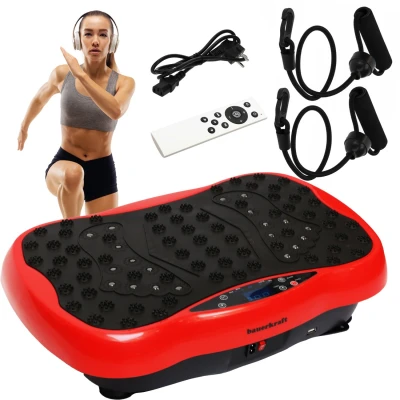Bauerkraft H-198 Vibrační tréninková plošina, dálkový ovladač, Bluetooth, červená