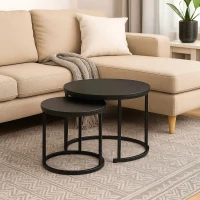Bauerkraft H-108 Moderné okrúhle konferenčné stolíky 2 v 1, loft, grafit