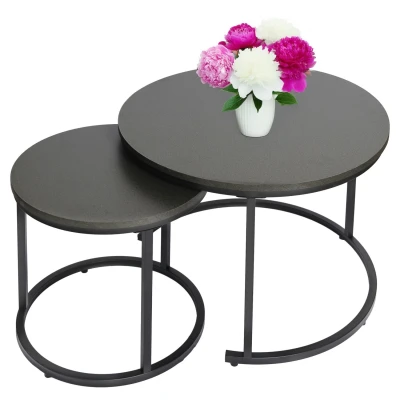 Bauerkraft H-108 Moderné okrúhle konferenčné stolíky 2 v 1, loft, grafit