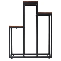 Bauerkraft H-021 Kovový patrový stojan na 3 květiny, antický dub
