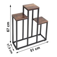 Bauerkraft H-021 Kovový patrový stojan na 3 květiny, antický dub