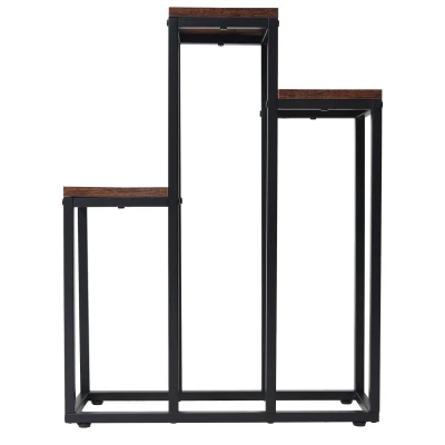 Bauerkraft H-021 Kovový patrový stojan na 3 květiny, antický dub