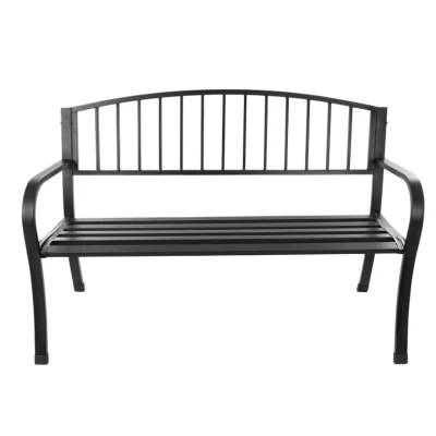 Bauerkraft G-414 Záhradná lavička s operadlom, kovová, 125 cm, čierna