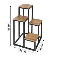Bauerkraft H-018 Kovový patrový stojan na 4 květiny, rustikální dub