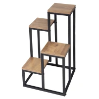 Bauerkraft H-018 Kovový patrový stojan na 4 květiny, rustikální dub