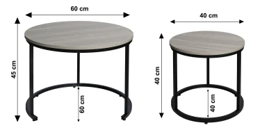 Bauerkraft H-111 Moderní kulaté konferenční stolky 2v1, světlá šedá