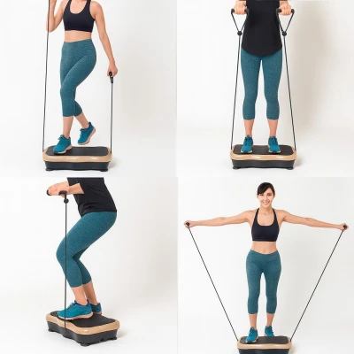 Bauerkraft H-214 Vibrační tréninková plošina, dálkový ovladač, Bluetooth, béžová