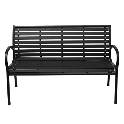 Bauerkraft H-522 Zahradní lavice s opěrkou premium, kovová, 126 cm, černá