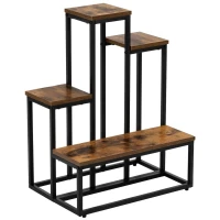 Bauerkraft H-606 Kovový viacúrovňový stojan na kvety, polica, rustikálny dub