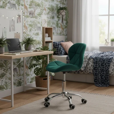 Bauerkraft H-589 Detská otočná stolička z velúru, zelená