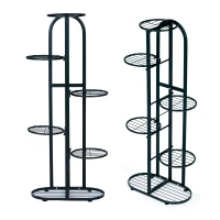 ModernHome PJJPS0014 Kovový stojan na kvety, 6 úrovní, 106 cm, čierny