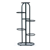 ModernHome PJJPS0014 Kovový stojan na kvety, 6 úrovní, 106 cm, čierny