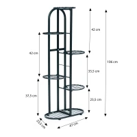 ModernHome PJJPS0014 Kovový stojan na kvety, 6 úrovní, 106 cm, čierny