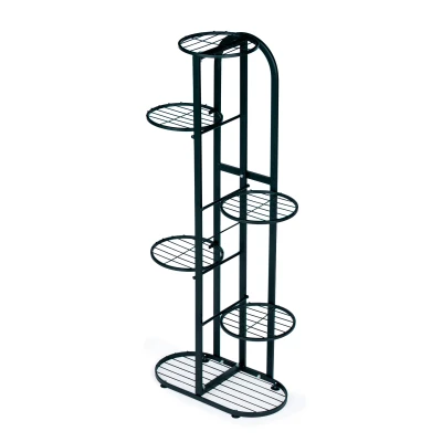 ModernHome PJJPS0014 Kovový stojan na kvety, 6 úrovní, 106 cm, čierny