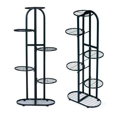 ModernHome PJJPS0014 Kovový stojan na kvety, 6 úrovní, 106 cm, čierny