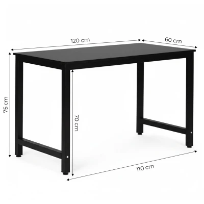 ModernHome TH-RD-1 Psací, počítačový stůl 120 x 60 cm, černý