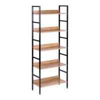 ModernHome CWJ6028160CL Vysoký regál s 5 policemi, kov + MDF