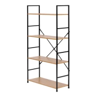 ModernHome CWJ6024112LG Dřevěný regál s kovovým rámem a 4 policemi, 113 x 58,5 x 23,5 cm