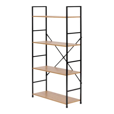 ModernHome CWJ6024112LG Dřevěný regál s kovovým rámem a 4 policemi, 113 x 58,5 x 23,5 cm